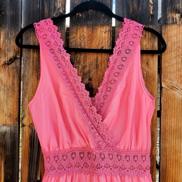 Rainbow Sleeveless Dress with Lace NWOT - Picture 2 of 6